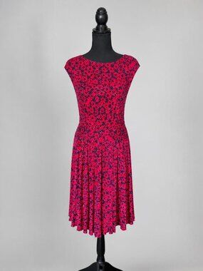 Floral Red Dress Knit Anthropologie Size Medium
